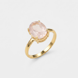 Rose Quartz Gold Ring - Solitaire Gold Ring, Natural Rose Quartz Ring made in 18k Gold Vermeil. Ideal for everyday wear and perfect for birthday gifting and special occasions.