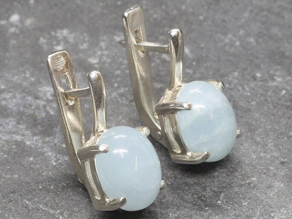 Aquamarine Earrings, Natural Aquamarine, March Birthstone, Vintage Blue Studs, Blue Stone Earrings, Aquamarine Studs, Solid Silver Studs