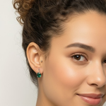 Elegant Created Emerald Earrings in 925 Sterling Silver, perfect for birthdays and special occasions, symbolizing May's birthstone.