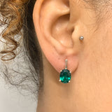 Emerald Earrings, Created Emerald, Stud Earrings, Oval Earrings, Emerald Studs, Green Earrings, Silver Oval Studs, Solid Silver Earrings