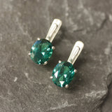 Emerald Earrings, Created Emerald, Stud Earrings, Oval Earrings, Emerald Studs, Green Earrings, Silver Oval Studs, Solid Silver Earrings