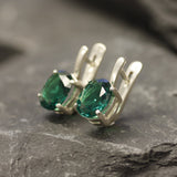 Emerald Earrings, Created Emerald, Stud Earrings, Oval Earrings, Emerald Studs, Green Earrings, Silver Oval Studs, Solid Silver Earrings