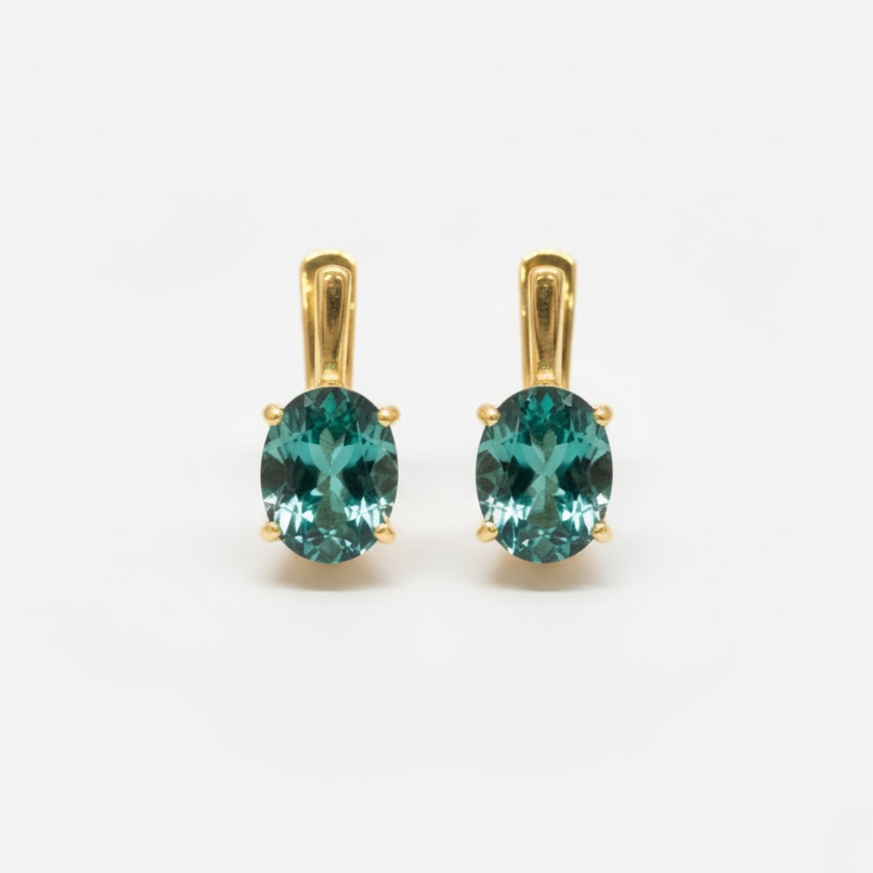 Stunning Created Emerald Earrings in 18k Gold Vermeil, ideal for everyday wear and special occasions.