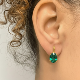 Chic 18k Gold Vermeil Earrings featuring Oval Created Green Emerald, a timeless accessory for any May birthday celebration.