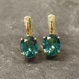 Gold Emerald Studs - Green Oval Earrings, Dainty Green Earrings