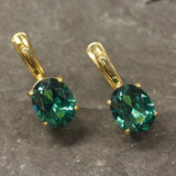 Gold Emerald Studs - Green Oval Earrings, Dainty Green Earrings