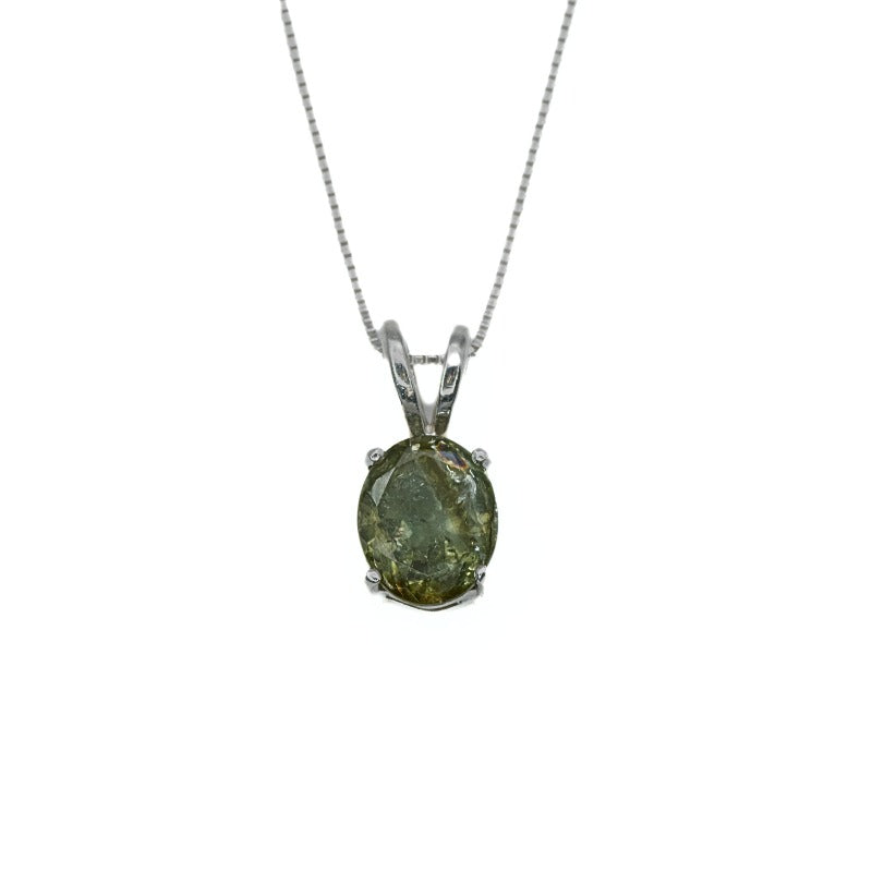 Tourmaline Necklace, Green Tourmaline, Green Oval Pendant, October Birthstone, Dainty Necklace, Layered Necklace, Simple Pendant, 925 Silver