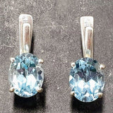 Blue Topaz Earrings - Sky Blue Earrings - Vintage Oval Studs