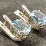 Blue Topaz Earrings - Sky Blue Earrings - Vintage Oval Studs