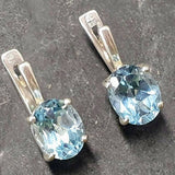 Blue Topaz Earrings - Sky Blue Earrings - Vintage Oval Studs