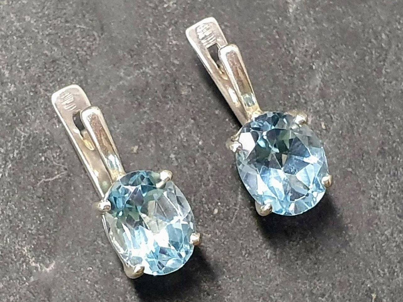 Blue Topaz Earrings, Natural Blue Topaz, Dainty Earrings, Blue Topaz Studs, Summer Earrings, Anniversary Earrings, Sky Blue Topaz, Earrings