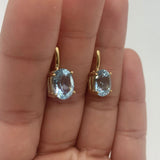 Blue Topaz Gold Earrings - Genuine Blue Topaz Earrings - December Birthstone Earrings