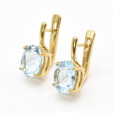 Blue Topaz Earrings - Sky Blue Earrings - Vintage Oval Studs