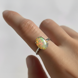 Beautifully crafted 925 Sterling Silver ring showcasing oval fire opal, ideal for daily wear and celebrating October birthdays.