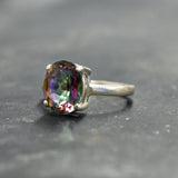 Genuine Topaz Ring - Purple Engagement Ring - Mystic Topaz Ring