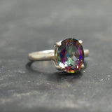 Genuine Topaz Ring - Purple Engagement Ring - Mystic Topaz Ring