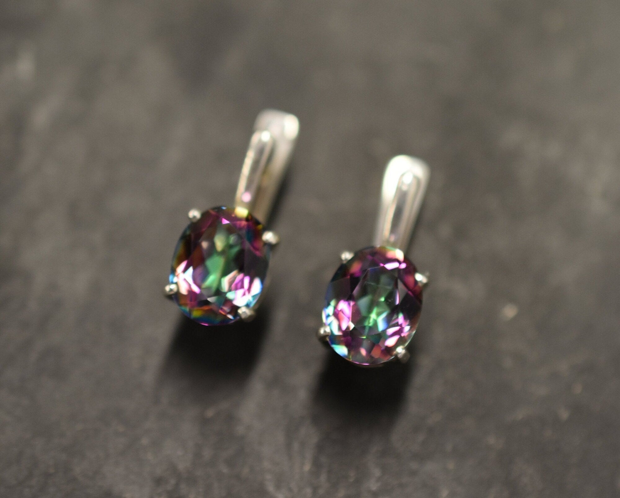 Topaz Earrings, Mystic Topaz Earrings, Natural Mystic Topaz, Dainty Silver Earrings, December Birthstone, Vintage Earrings, Silver Earrings