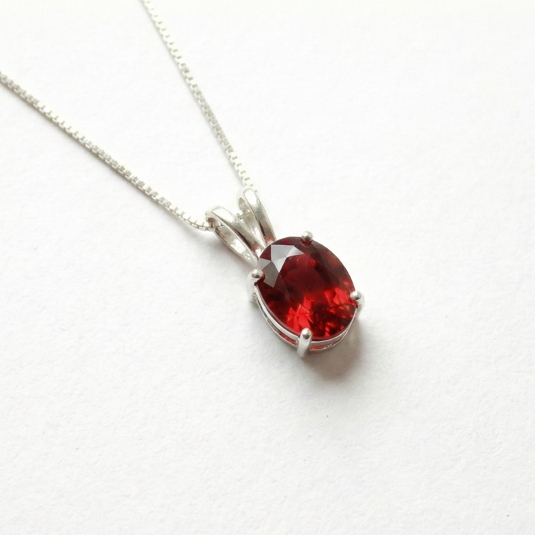 Chic Created Ruby Pendant in 925 Sterling Silver, ideal for daily wear and symbolizes love, loyalty, and passion for July birthdays.