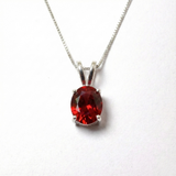Created Ruby Pendant made in 925 Sterling Silver with Oval Created Red Ruby in Prong setting, July Birthstone gift idea, symbolizes nobility, purity, and passion, ideal for everyday wear and perfect for birthday gifting and special occasions.
