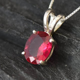 Ruby Pendant, Created Ruby, Dainty Pendant, Red Ruby Necklace, Minimalist Pendant, Stone Necklace, Red Stone Pendant, 925 Sterling Silver