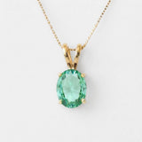 Created Emerald Pendant made in 18k Gold Vermeil with Oval Created Green Emerald in Prong setting, May Birthstone gift idea, symbolizes, ideal for everyday wear and perfect for birthday gifting and special occasions.