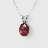 Pink Tourmaline Necklace - Pink Oval Necklace - October Birthstone Necklace