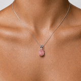 Pink Tourmaline Necklace - Pink Oval Necklace - October Birthstone Necklace