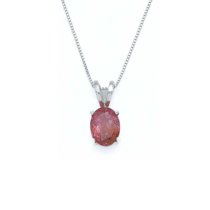 Pink Tourmaline Necklace, Pink Tourmaline, Pink Oval Pendant, October Birthstone, Raspberry Pendant, Gemstone Necklace, Solid Silver Pendant