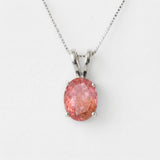 Pink Tourmaline Necklace - Pink Oval Necklace - October Birthstone Necklace