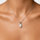 Silver Moonstone Pendant - Natural Moonstone Necklace - June Birthstone Necklace