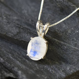 Silver Moonstone Pendant - Natural Moonstone Necklace - June Birthstone Necklace