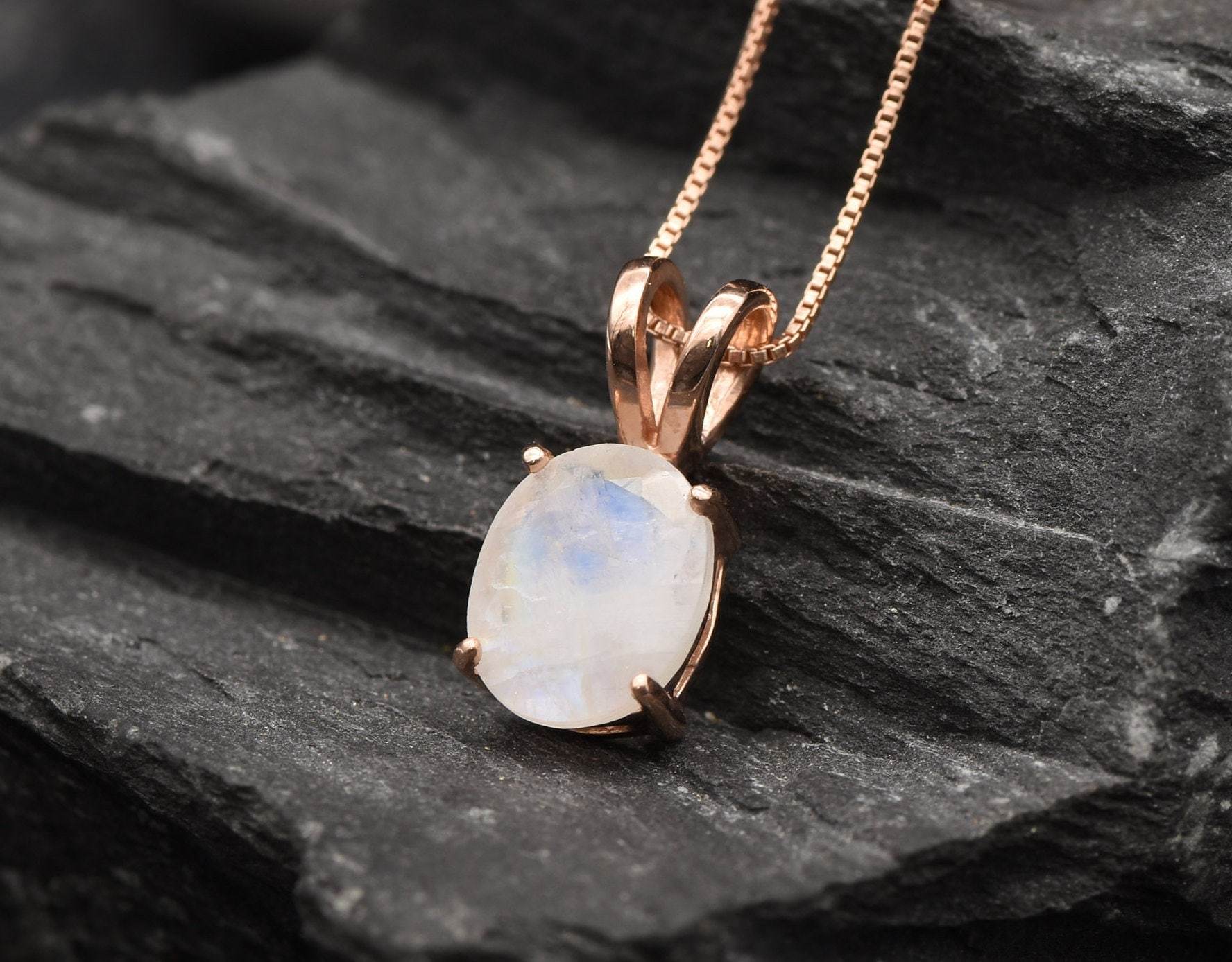 Rainbow Moonstone Necklace, Valentines Gift, Blue Moonstone Pendant, Oval Moonstone Pendant, Valentine Necklace, Solid Silver, Gift for Her(3)