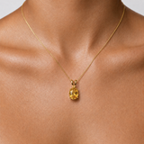 Gold Citrine Pendant -Genuine Citrine Necklace - November Birthstone Pendant