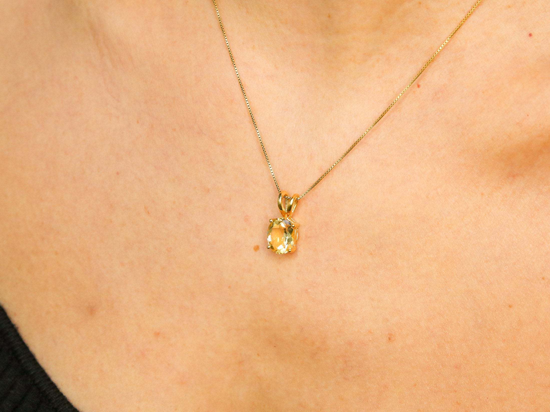 Gold Citrine Pendant, Natural Citrine, Dainty Yellow Pendant, November Birthstone, Yellow Diamond Necklace, Gold Plated Pendant, Vermeil