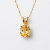 Genuine Citrine Pendant - Yellow Solitaire Necklace - November Birthstone Necklace