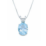 Blue Topaz Pendant - Sky Blue Necklace - Classic Oval Necklace