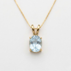 Gold Topaz Necklace - Blue Topaz Pendant - Blue Minimalist Necklace