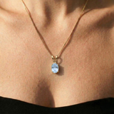 Gold Topaz Necklace - Blue Topaz Pendant - Blue Minimalist Necklace