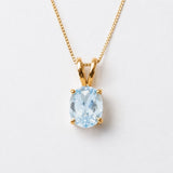Blue Topaz Pendant - Sky Blue Necklace - Classic Oval Necklace