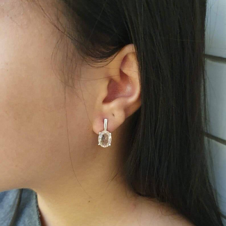 Sapphire Earrings in 925 Sterling Silver with Oval Blue Sapphire, a heartfelt September birthstone gift for special occasions.