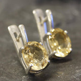 Genuine Citrine Earrings - Large Yellow Studs - Classic Oval Earrings