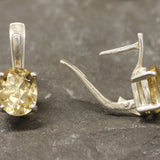 Genuine Citrine Earrings - Large Yellow Studs - Classic Oval Earrings