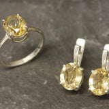 Genuine Citrine Earrings - Large Yellow Studs - Classic Oval Earrings