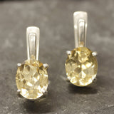 Genuine Citrine Earrings - Large Yellow Studs - Classic Oval Earrings