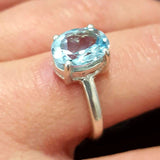 Blue Topaz Ring - Sky Blue Solitaire Ring - Vintage Oval Ring