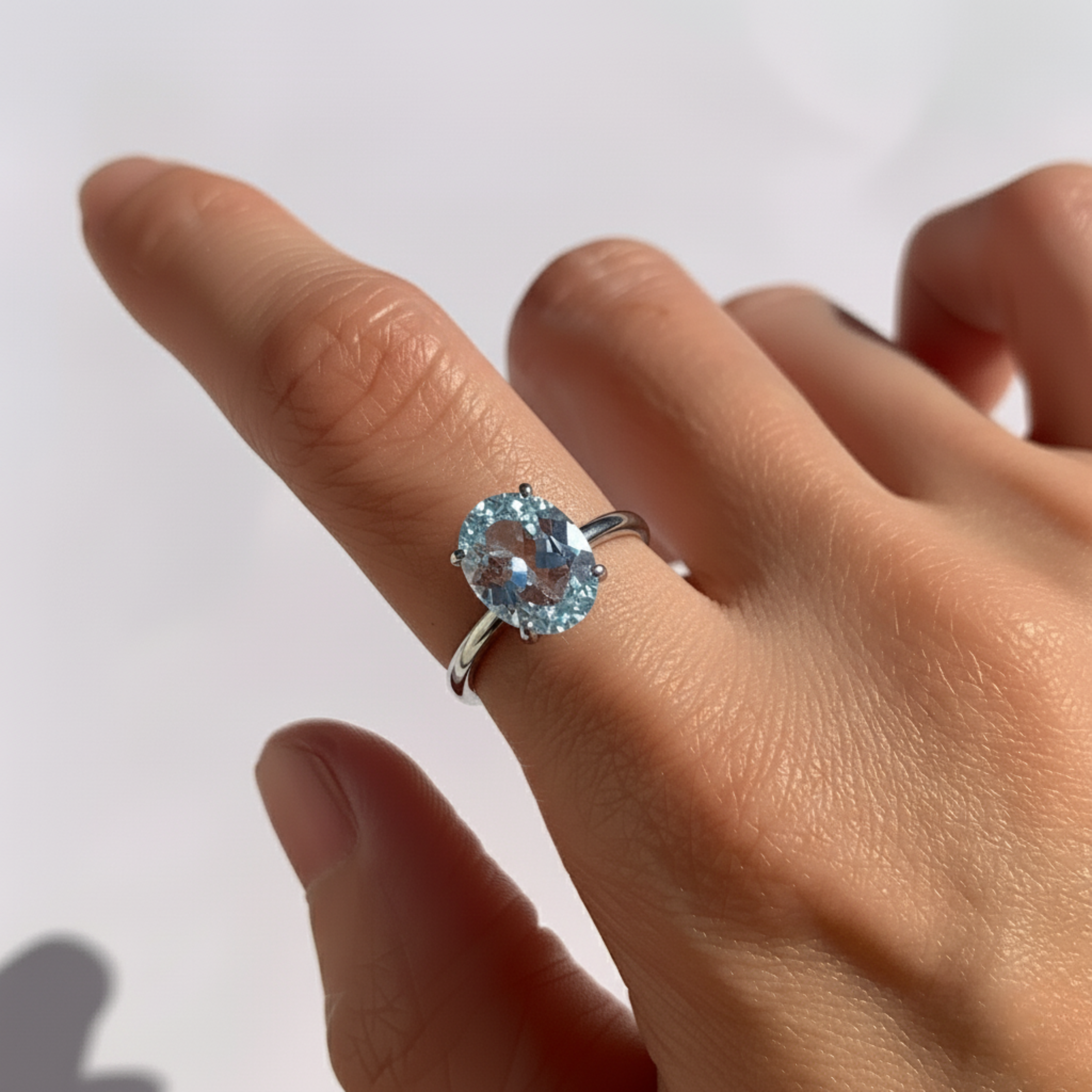 Elegant Blue Topaz Ring - Vintage Oval Design in 925 Sterling Silver, perfect for daily wear and special celebrations.