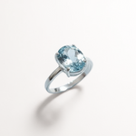 Blue Topaz Ring - Sky Blue Solitaire Ring - Vintage Oval Ring made in 925 Sterling Silver. Ideal for everyday wear and perfect for birthday gifting and special occasions.