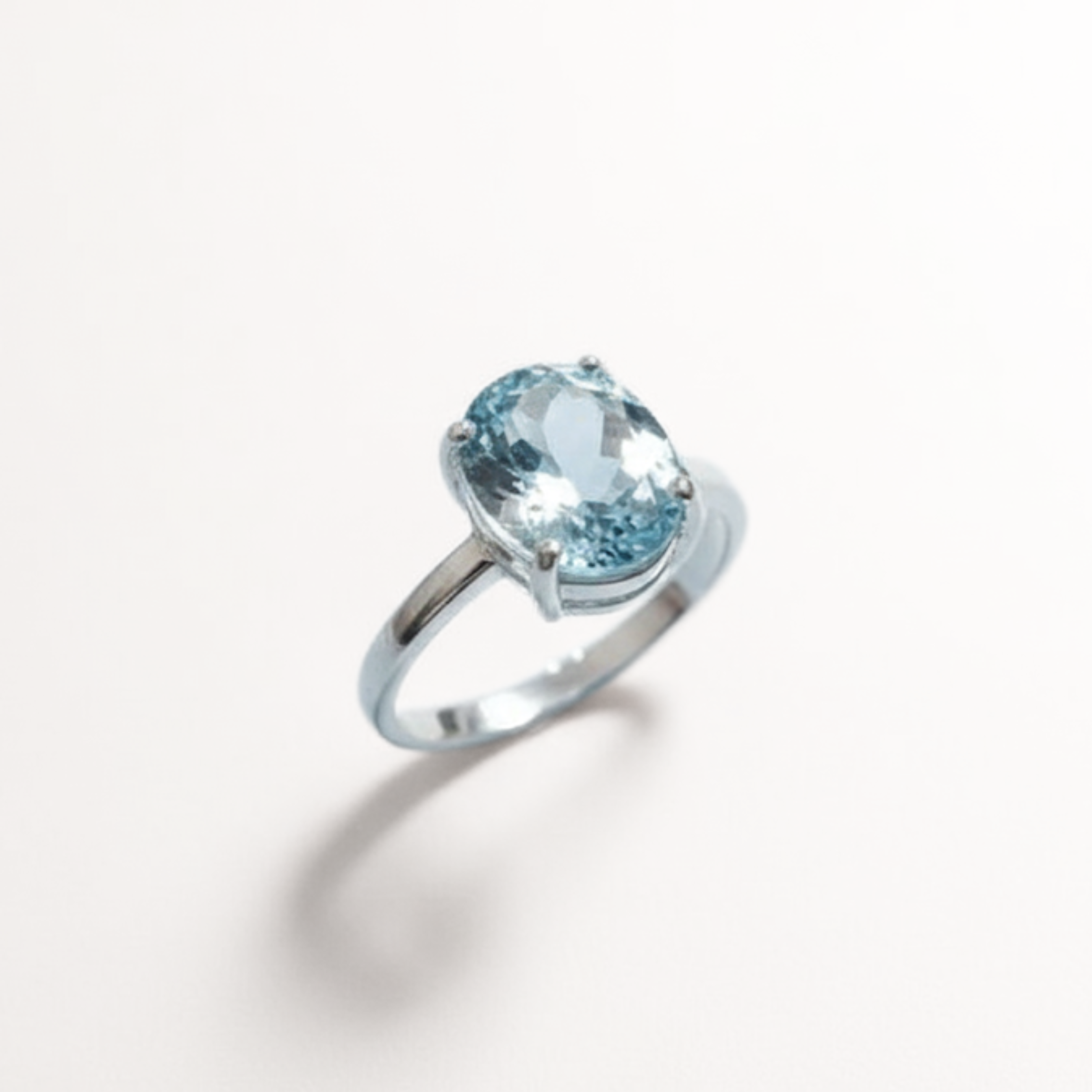 Blue Topaz Ring - Sky Blue Solitaire Ring - Vintage Oval Ring made in 925 Sterling Silver. Ideal for everyday wear and perfect for birthday gifting and special occasions.