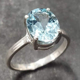 Blue Topaz Ring - Sky Blue Solitaire Ring - Vintage Oval Ring