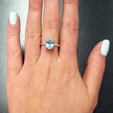 Blue Topaz Ring - Sky Blue Solitaire Ring - Vintage Oval Ring